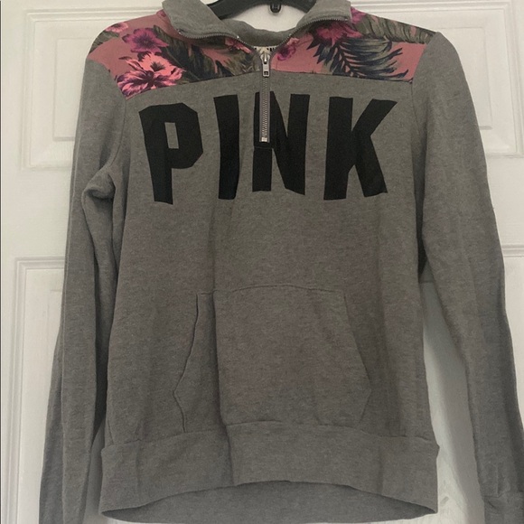 PINK Women's Gray Pullover Top w/ Zipper - Picture 2 of 4